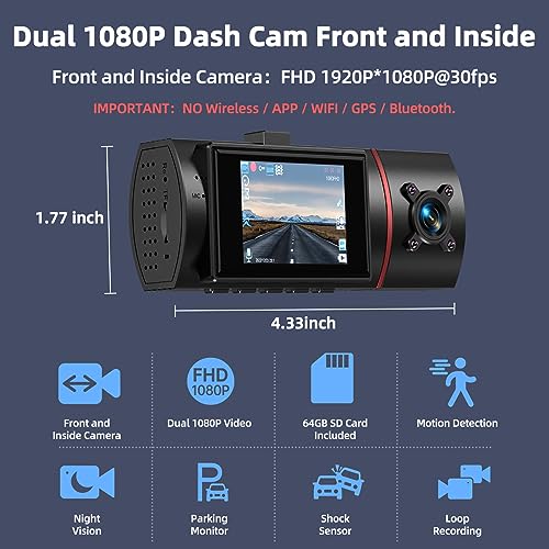 3 Channel Dual Dash Camera with 64GB Card A441933