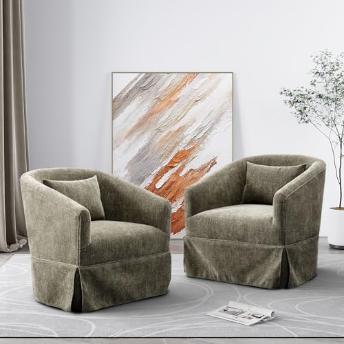 Beige Swivel Fabric Accent Chair Set of 2 E243927