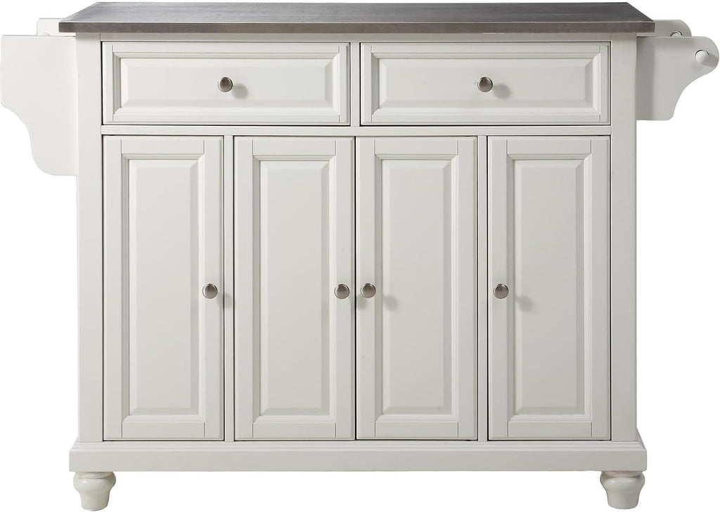 White Full Size Kitchen Island with Solid Granite Top Y1937