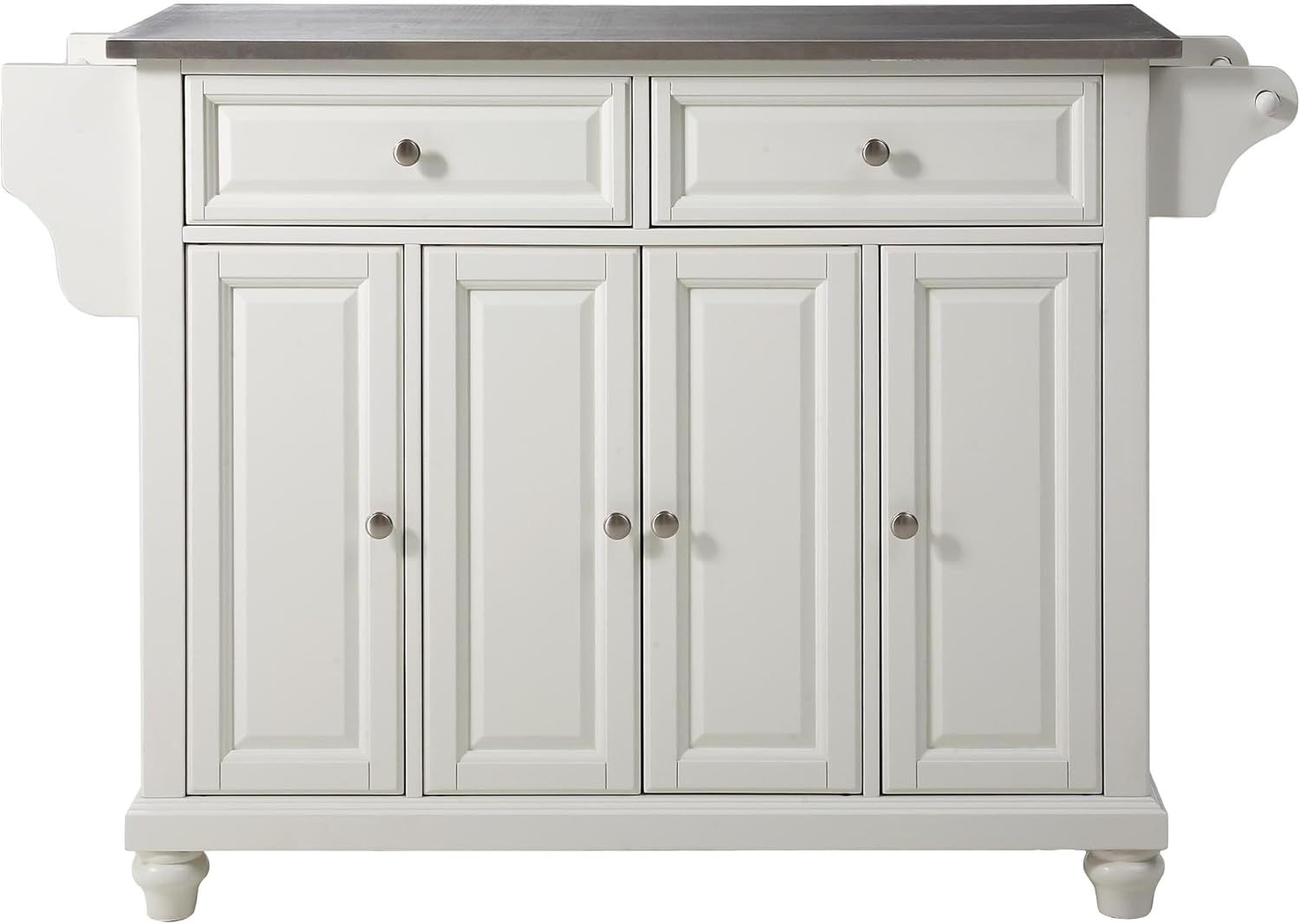 White Full Size Kitchen Island with Solid Granite Top Y1937