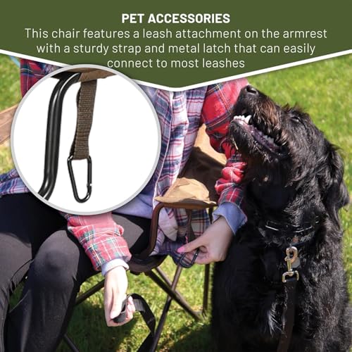 Collapsible Armrests Cup Holder Carry Mat Pet Leash Heavy Duty Foldable Chair Earth Brown P4988