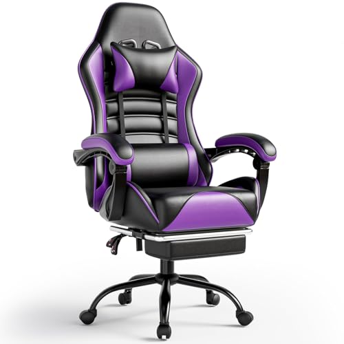 Blue PU Leather Ergonomic Gaming Chair with Footrest R2872
