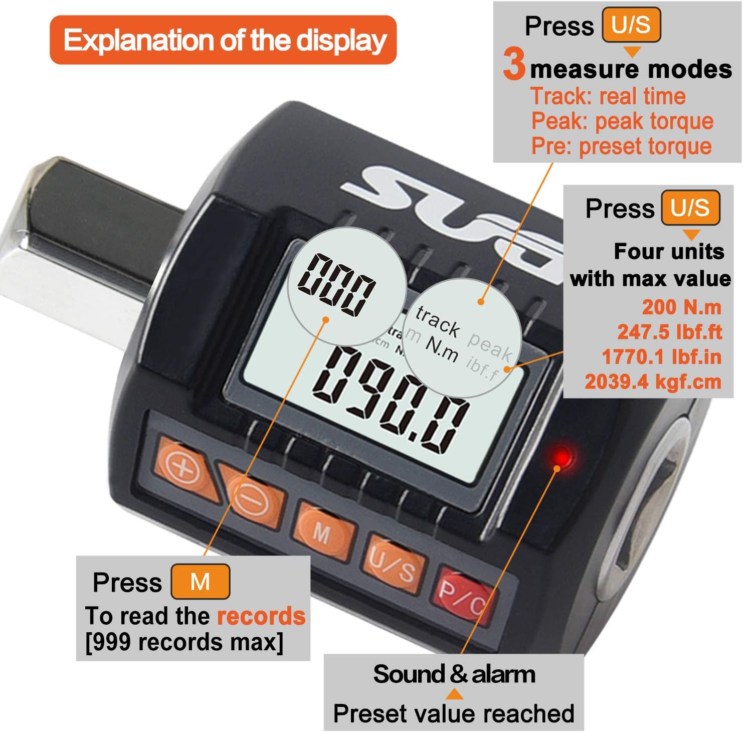 Digital Torque Adapter 200Nm 1/2” Drive U5034