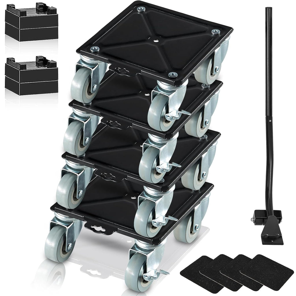 Carbon Steel Furniture Dolly with 360° Rotatable PP Silent Wheels and Brakes, 1320 lbs Capacity A616515