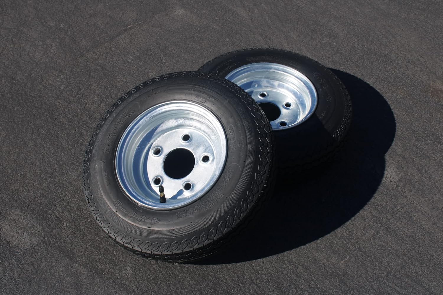 2-Pack Trailer Tire & Rim Set, 480-8 4.80-8, Load Range C, 6 Ply, 5 Lug Galvanized Alloy Wheels J893