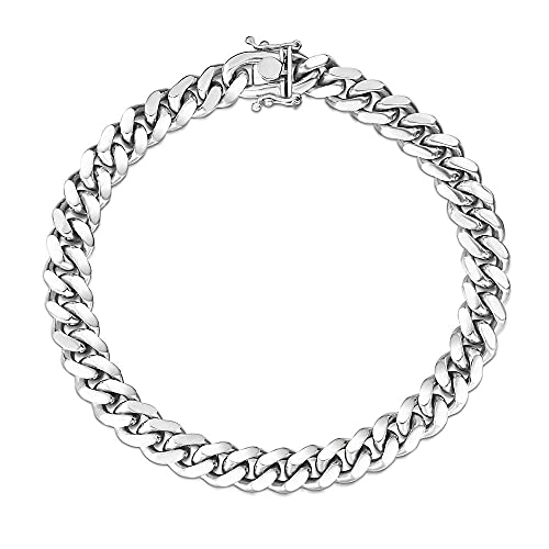 925 Sterling Silver Solid Italian Miami Cuban Link Chain Bracelet P47963