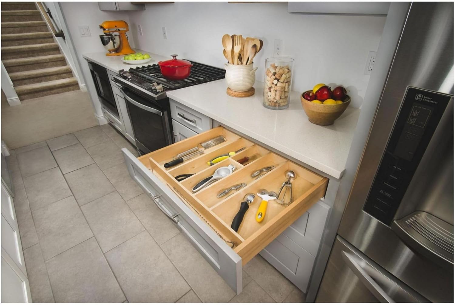 Natural Maple Wood Knife Block Drawer Insert Organizer C443523