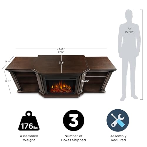 74" Electric Fireplace TV Stand with Adjustable Shelves and Storage, Remote Control, Timer F80664