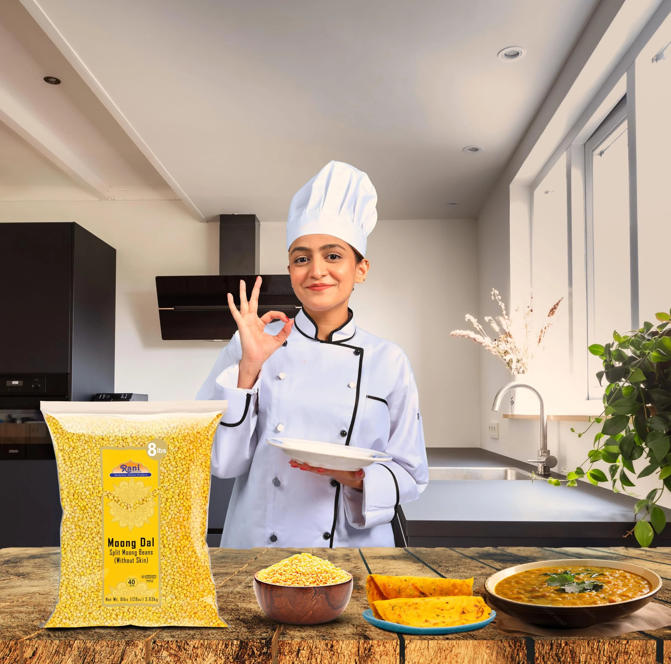 Moong Dal Split Mung Beans Without Skin Lentils 128oz 8lbs 3.63kg Bulk T135
