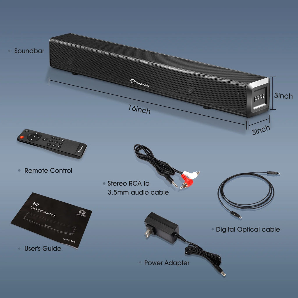 16-Inch 50W Soundbar with Bluetooth 5.0 and Subwoofer H724930
