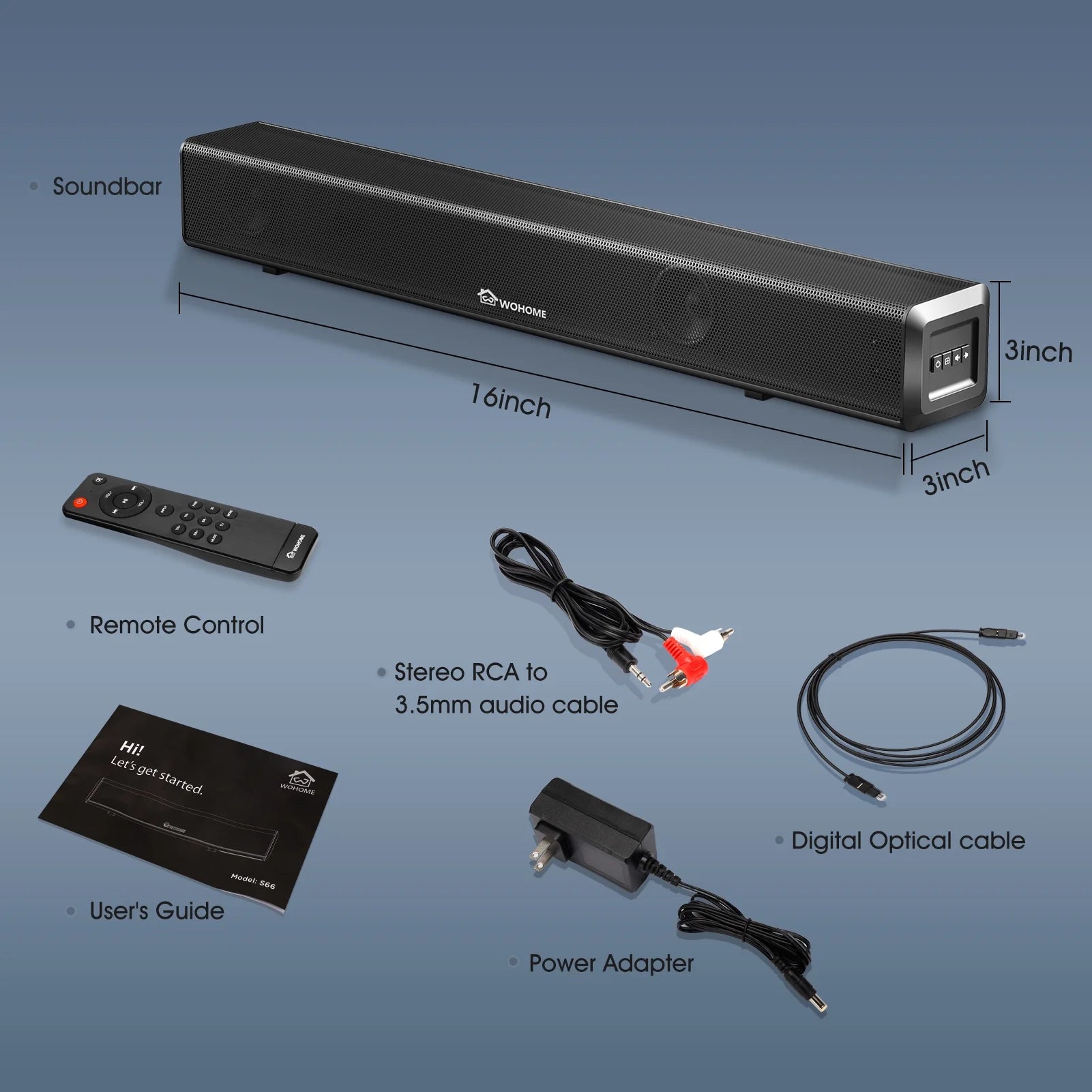 16-Inch 50W Soundbar with Bluetooth 5.0 and Subwoofer H724930