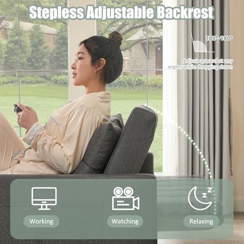 Light Gray Linen Sleeper Sofa with Pull-Out Bed V8935