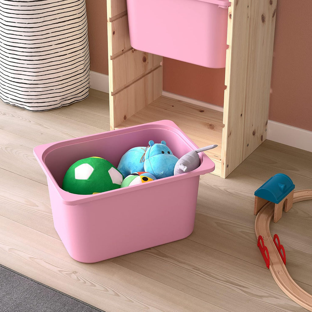 Light white stained pine/pink storage combination with boxes, 44x30x91 cm L306