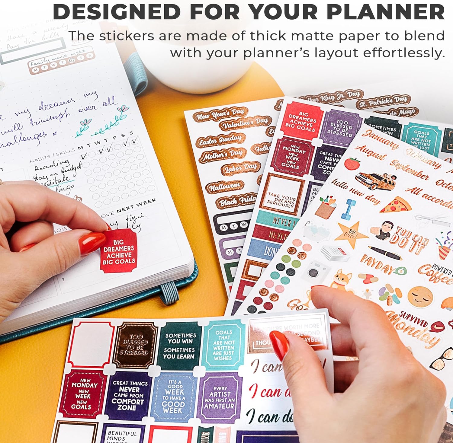 14 Sheets Set of 1360+ Planner Stickers N935