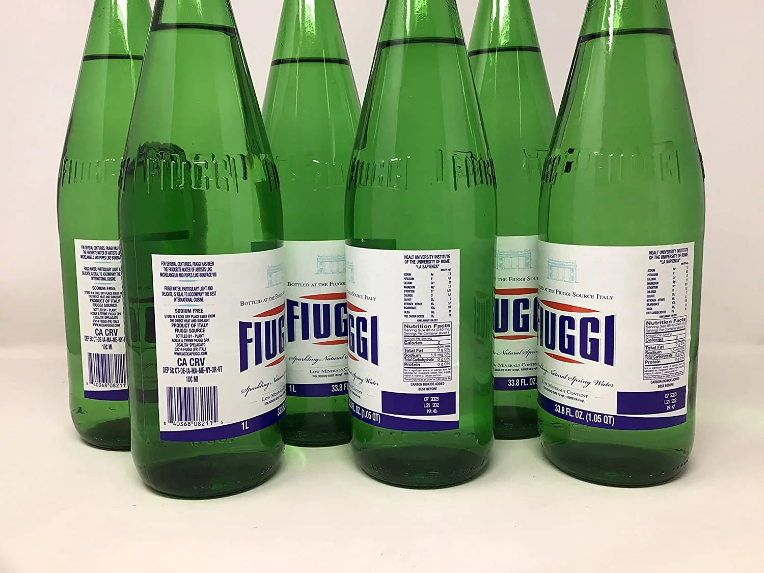 Natural Mineral Sparkling Water, 6 1L Glass Bottles Z579