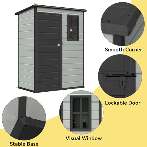 Blue-Gray 5x3 FT Resin Outdoor Storage Shed with Floor X5637
