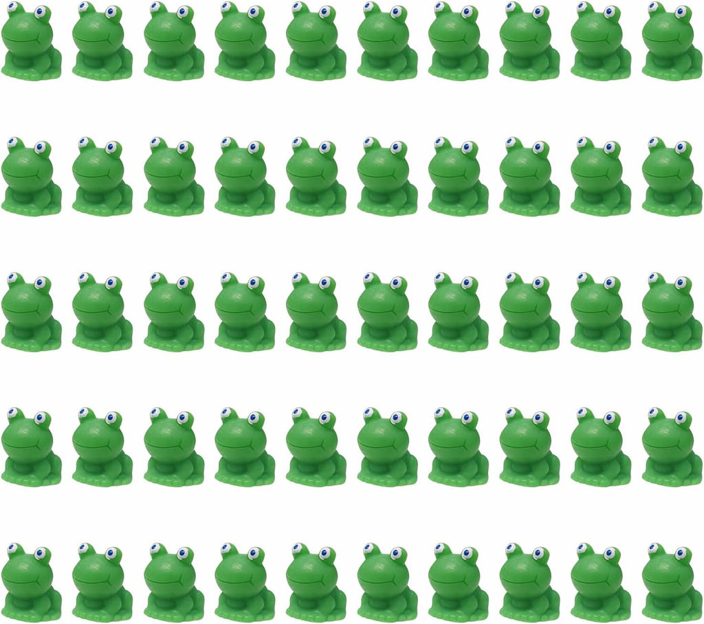 50 Pcs Green Plastic Frog Figurines Miniature Garden Decor E449250