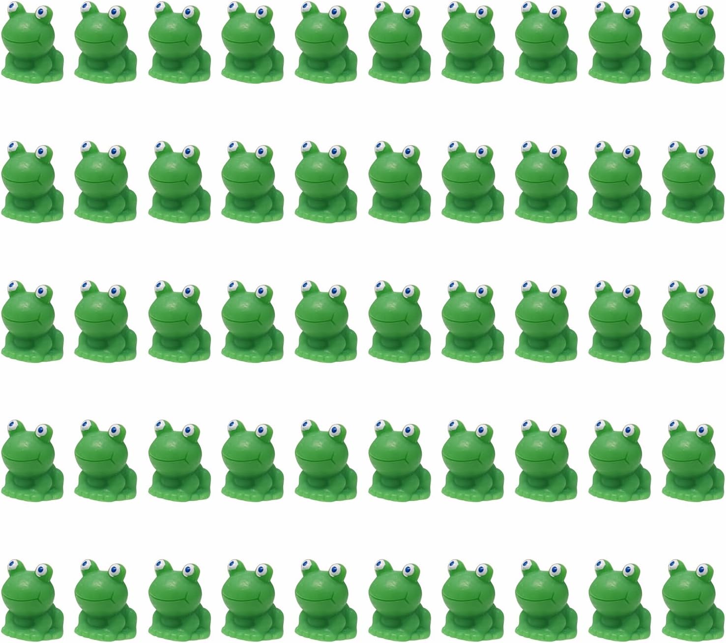 50 Pcs Green Plastic Frog Figurines Miniature Garden Decor E449250