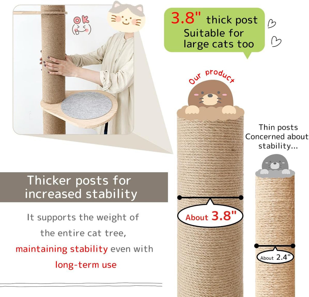 Cat Climbing Tower with Natural Sisal Rope Scratching Post D715743