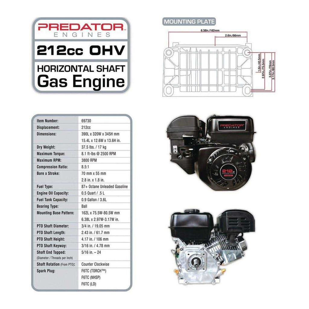 6.5 HP OHV Horizontal Shaft Gas Engine P51466