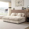 Oversized Corduroy Upholstered Chaise Lounge Sofa with Throw Pillow E505697