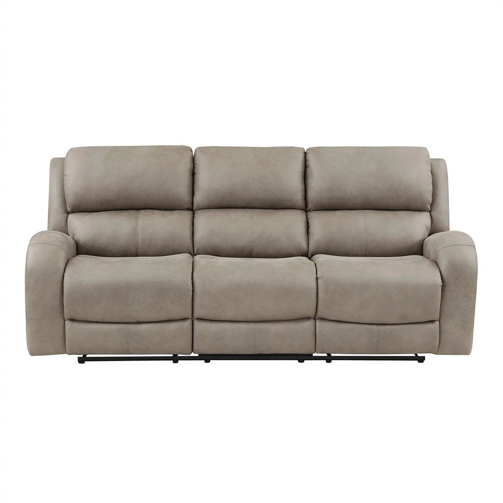 Polished Microfiber Double Reclining Sofa in Brown U4187