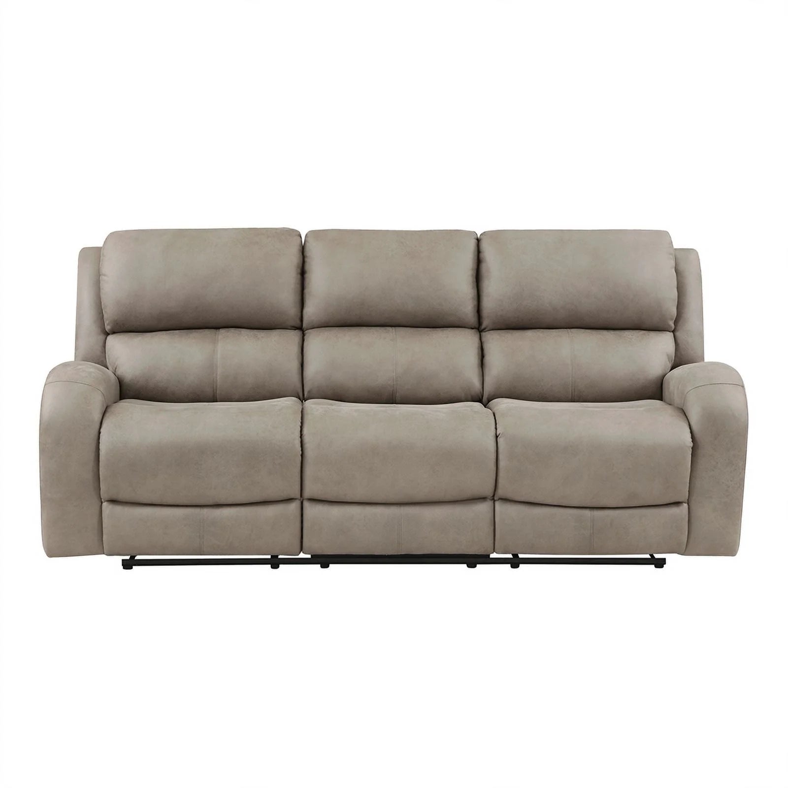 Polished Microfiber Double Reclining Sofa in Brown U4187