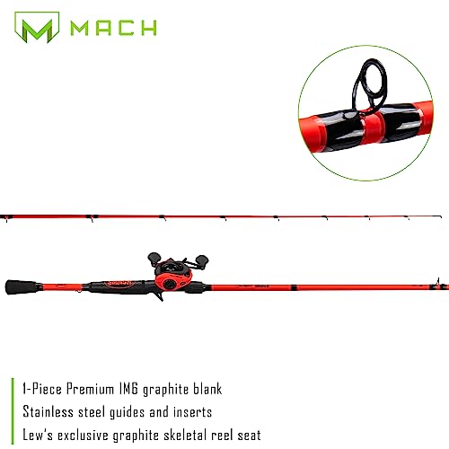 Fluorescent Red Baitcast Reel and Fishing Rod Combo B386348