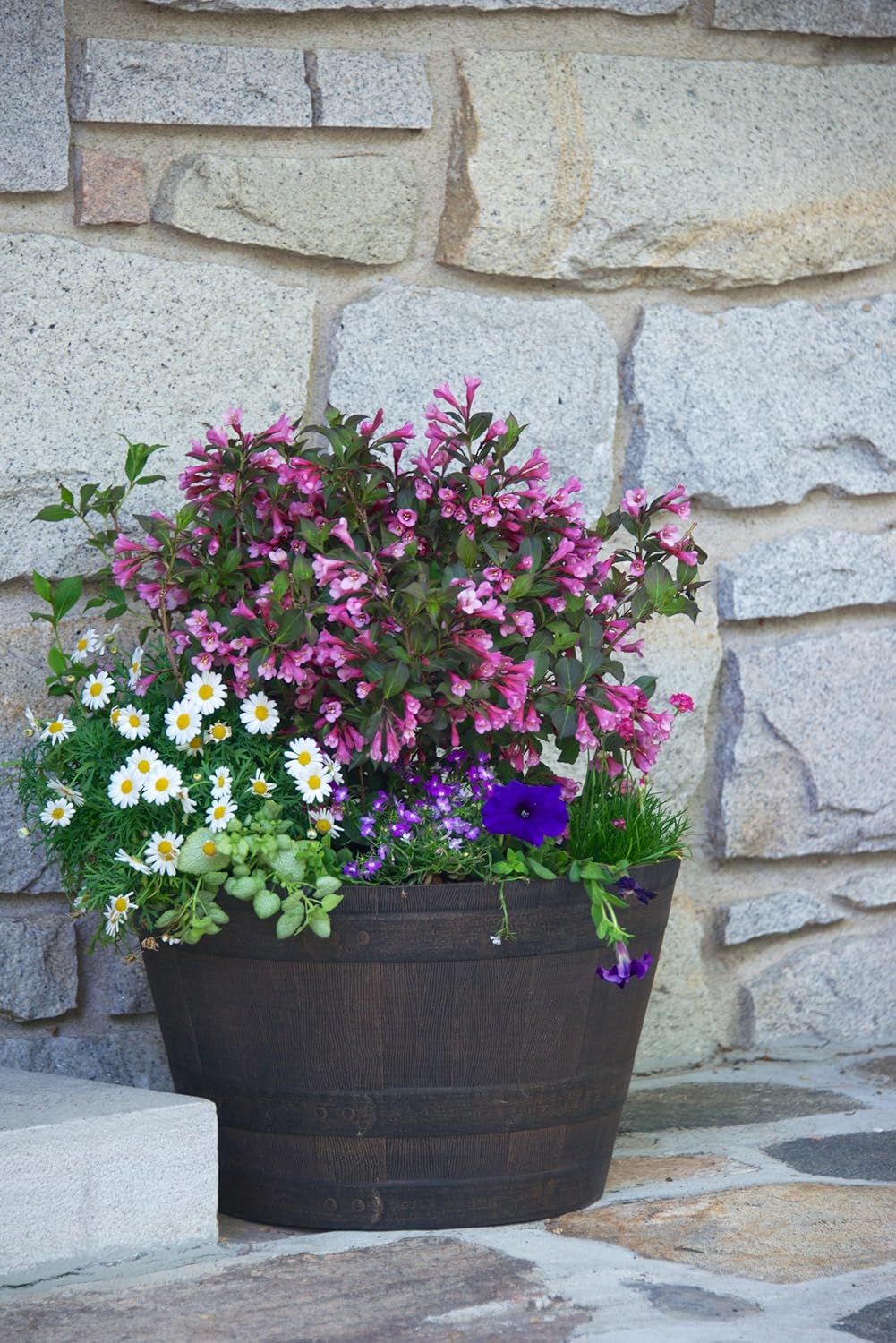 20.5" Resin Whiskey Barrel Planter, Kentucky Walnut Brown C6295