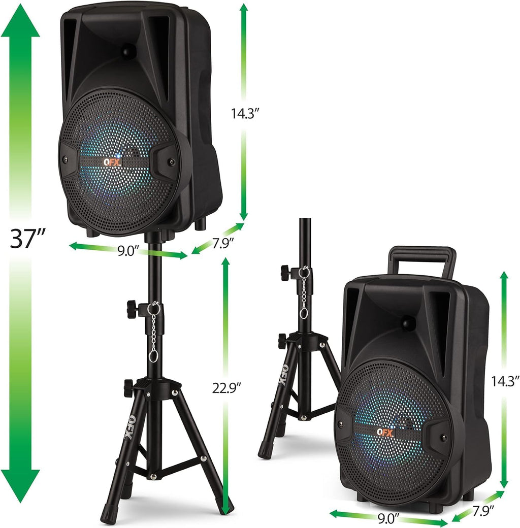 8-Inch TWS Bluetooth Stereo PA System with 2 Speakers, 2 Microphones, 2 Stands, and Remote Control V845807