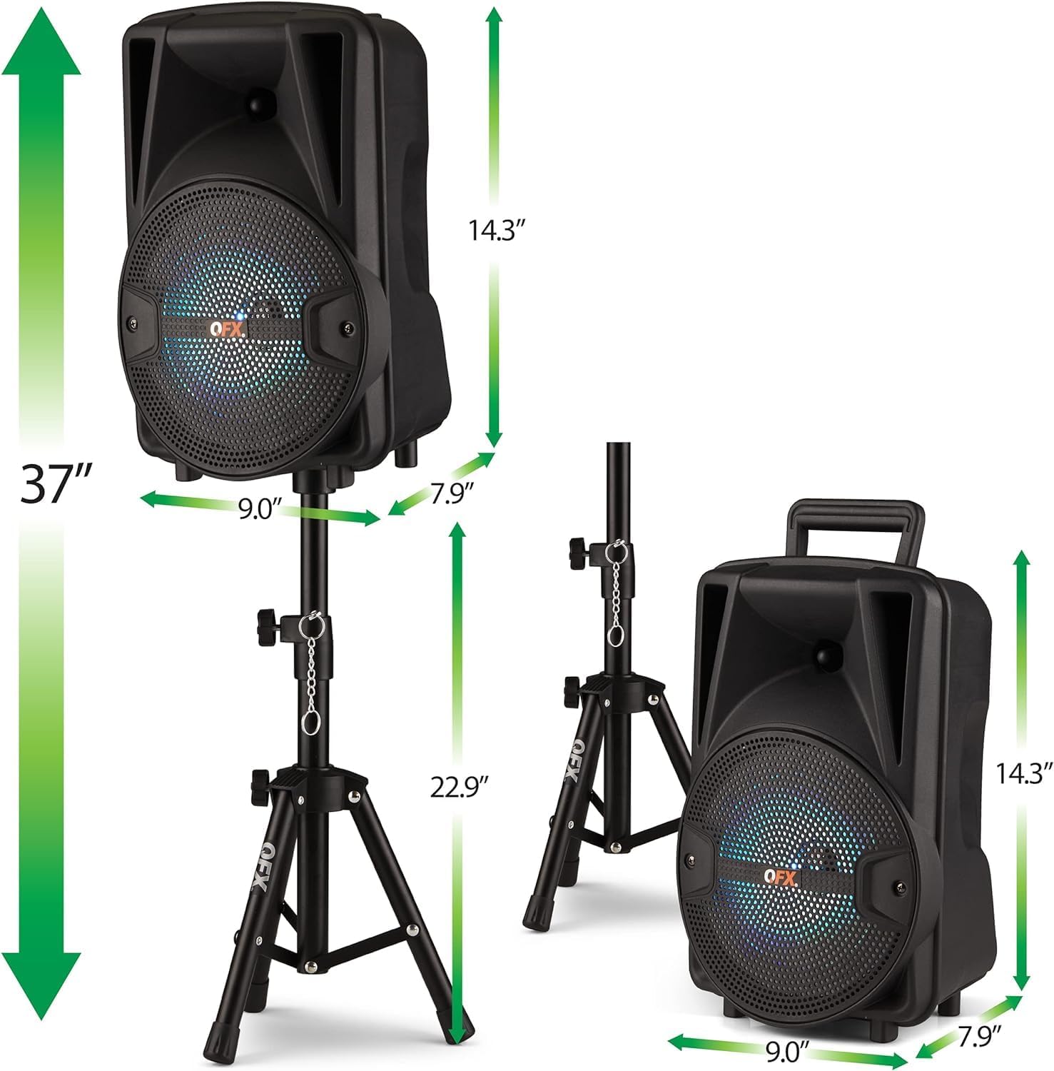8-Inch TWS Bluetooth Stereo PA System with 2 Speakers, 2 Microphones, 2 Stands, and Remote Control V845807