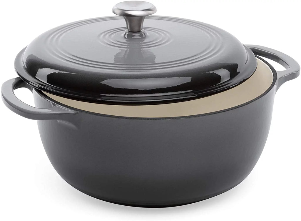 6qt Ceramic Non-Stick Cast Iron Dutch Oven with Enamel Coating, Gray V97189