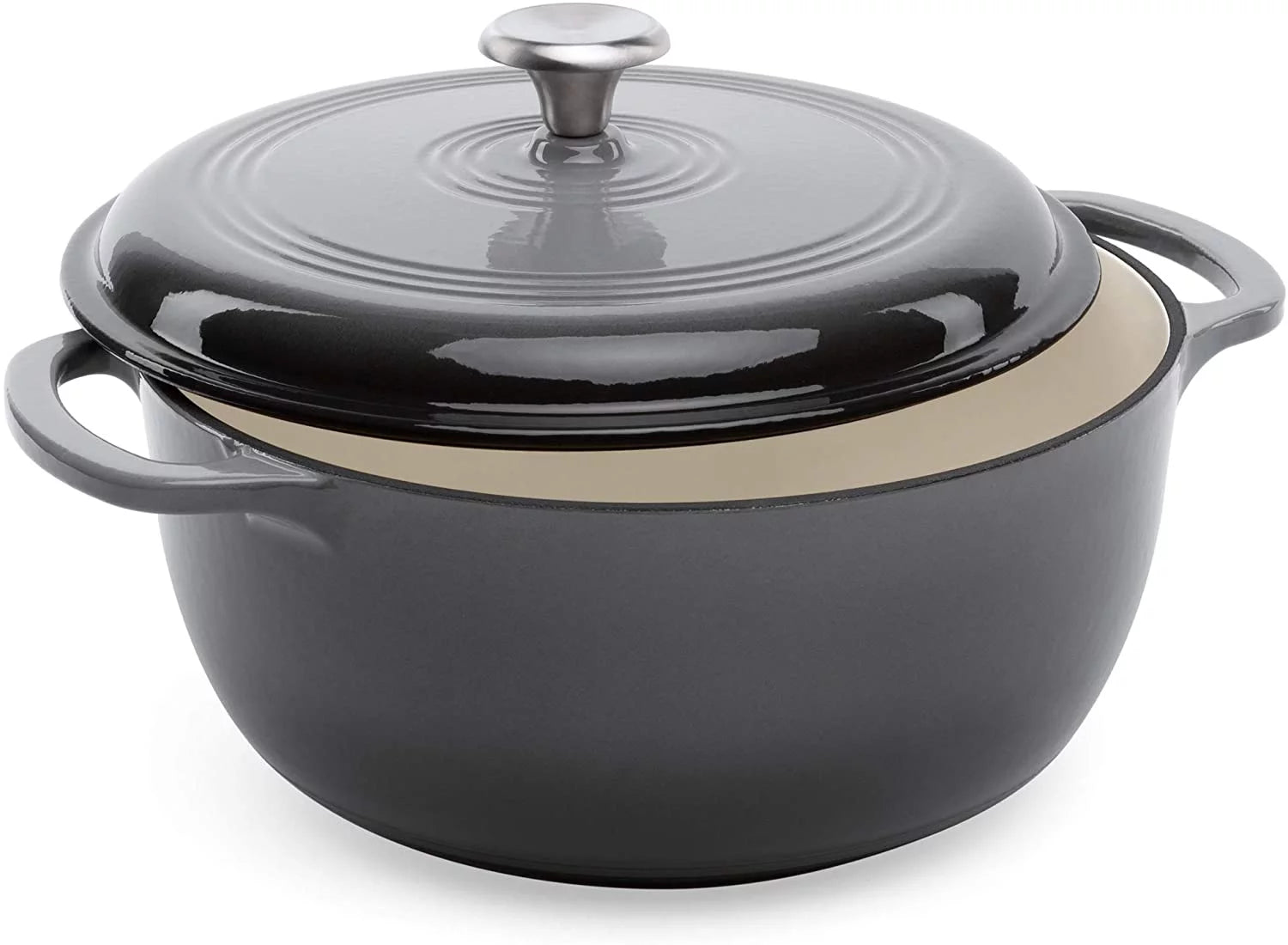 6qt Ceramic Non-Stick Cast Iron Dutch Oven with Enamel Coating, Gray V97189