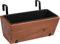 Recycled Wood Rectangular Hanging Planter, 2-Pack, Brown, 18.9" x 7.87" x 7.5" O969157