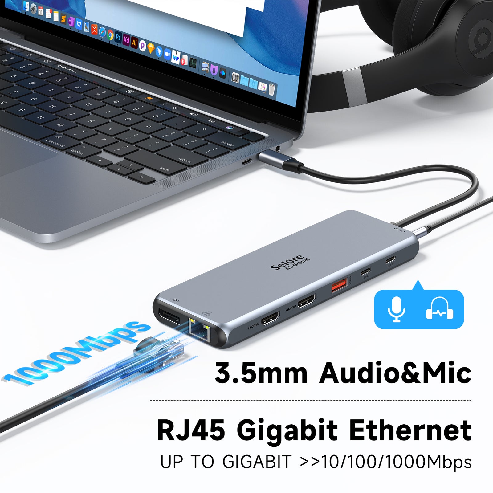 13 in 1 USB C Docking Station Dual Monitor Triple Monitor Hub D81182