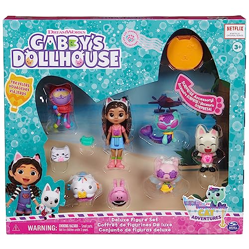 Travel Themed Figure Set with Gabby Doll, 5 Cat Toy Figures, Surprise Toys & Dollhouse Accessories F78401