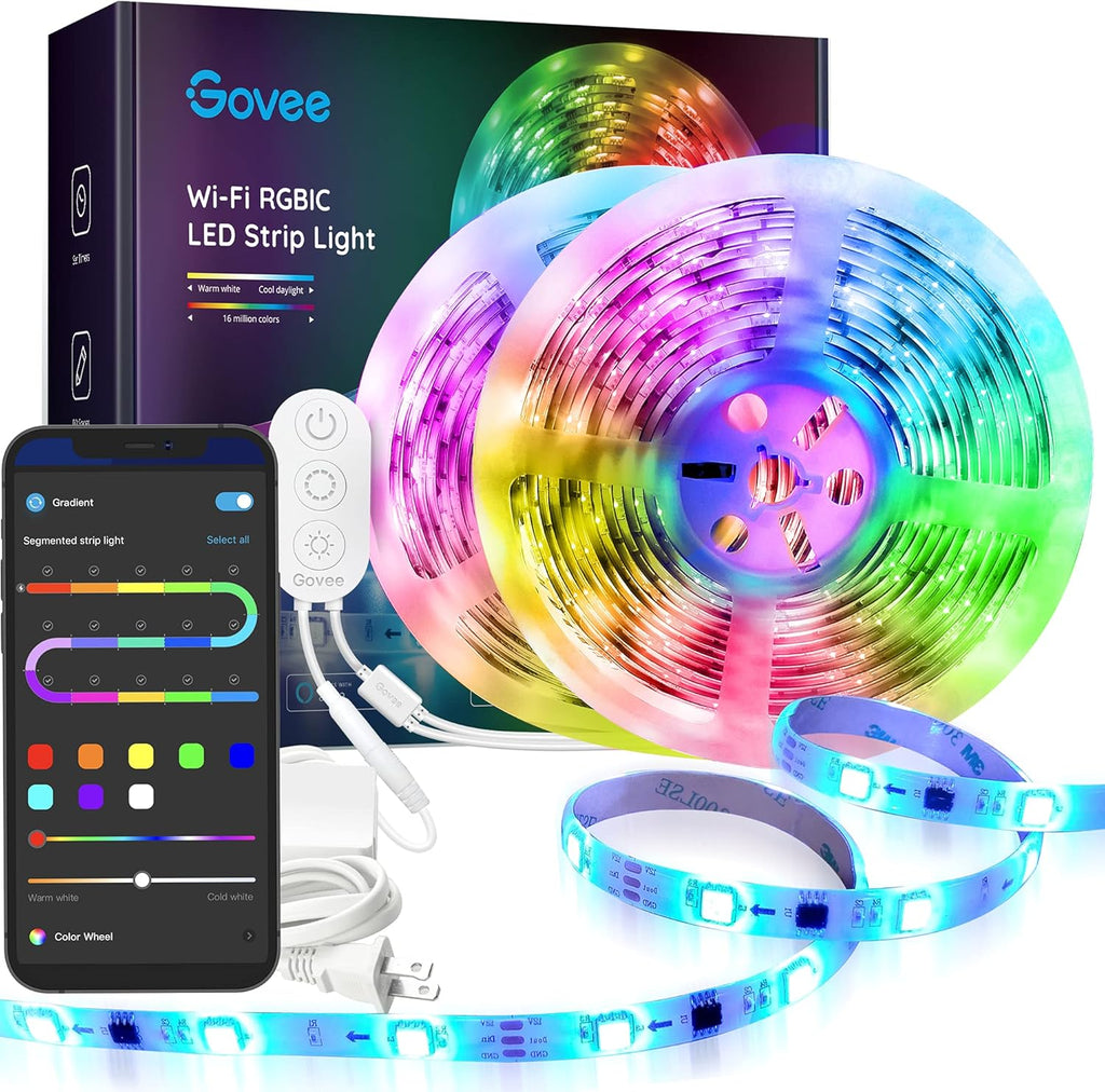 32.8ft RGBIC LED Strip Lights WiFi Color Changing Segmented Control Music LED Lights Waterproof 2x16.4ft Pack of 2 N37610