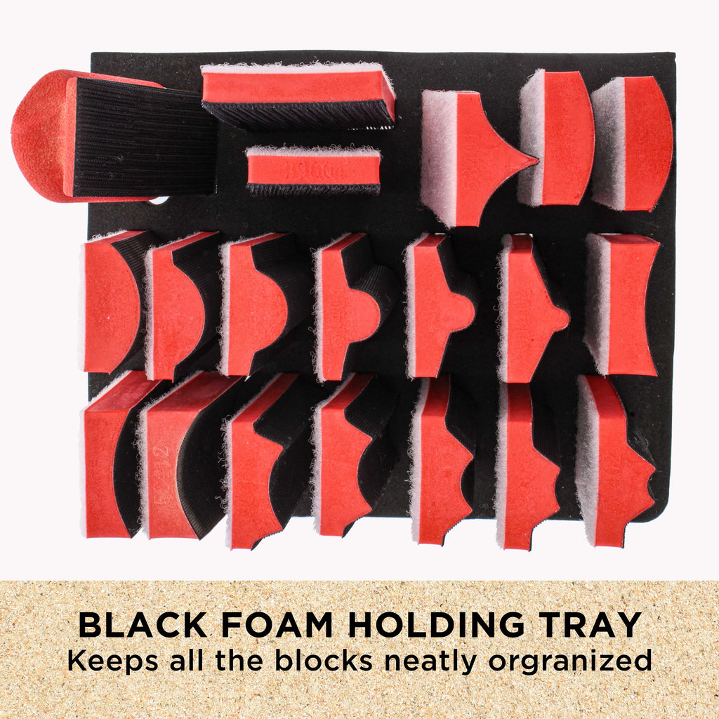 20-Piece 5" Hand Sanding Block Set with 40 Sheet Hook & Loop Sandpaper Kit V8153