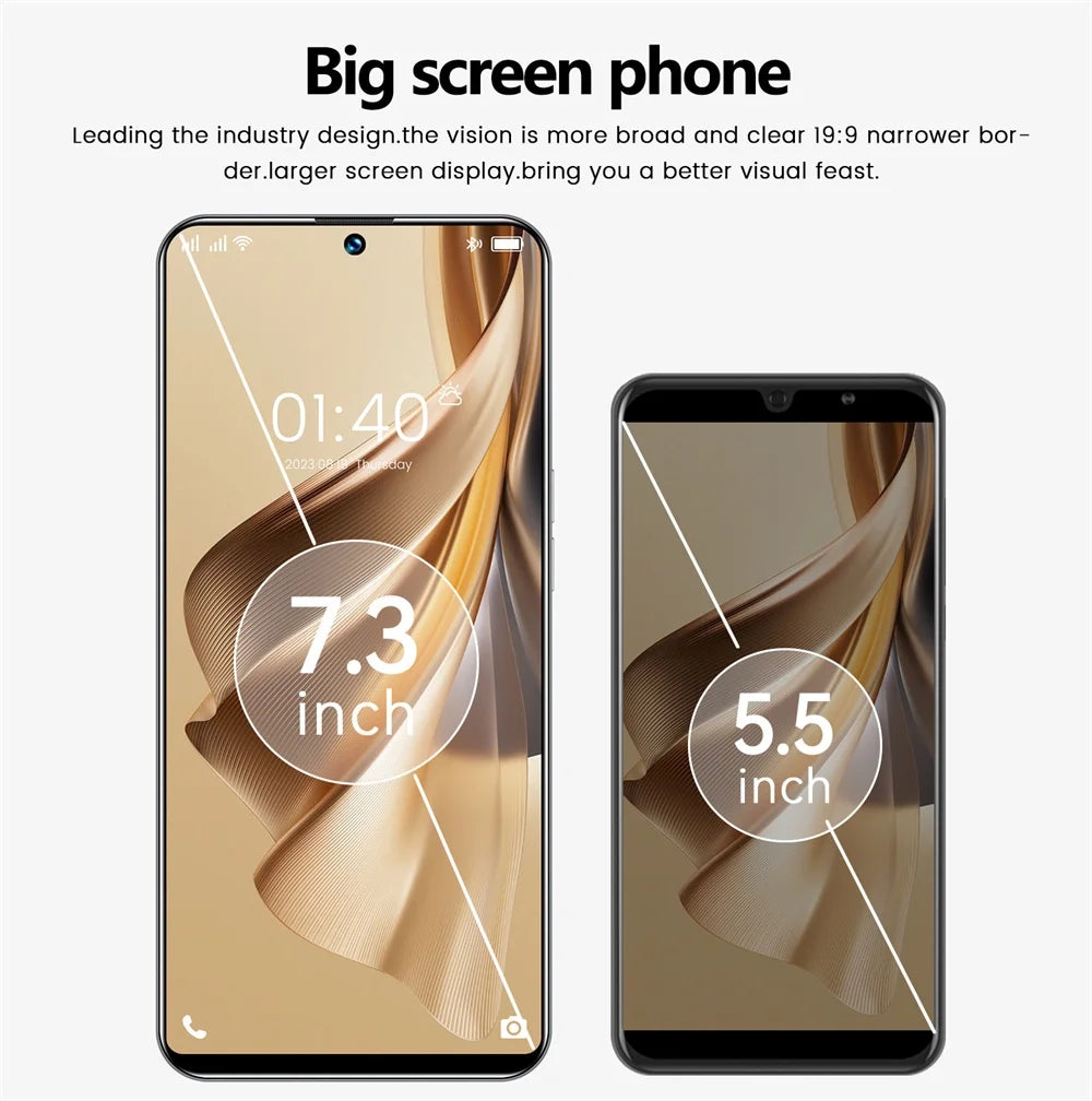 Purple 7.3 Inch Android 13 Smart Phone 16Gb Dual Sim Standby 7800Mah 5G Network Mobile Phone Q507039