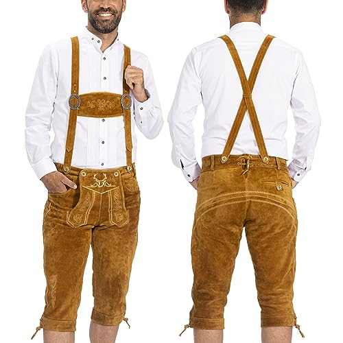 Genuine Leather Light Brown Knee Lederhosen K4161