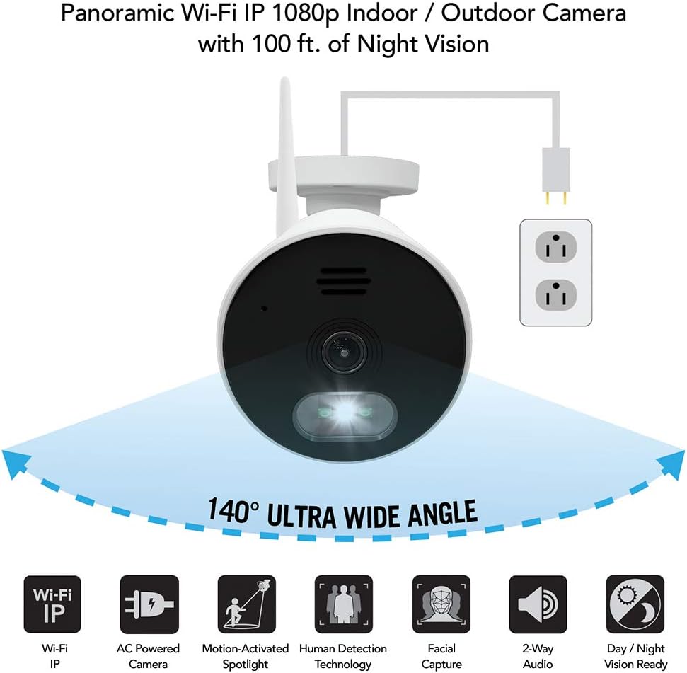 1080p Panoramic Wi-Fi IP Camera with 140° Ultra Wide Angle View C7885