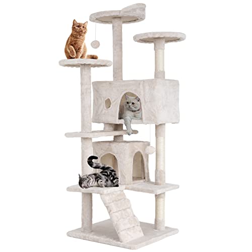 54in Cat Tree Cat Climbing Tower with Scratching Post O80828