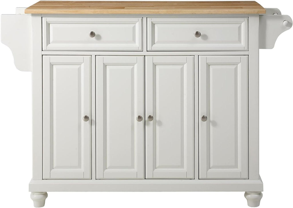 White Full Size Kitchen Island with Solid Granite Top Y1937
