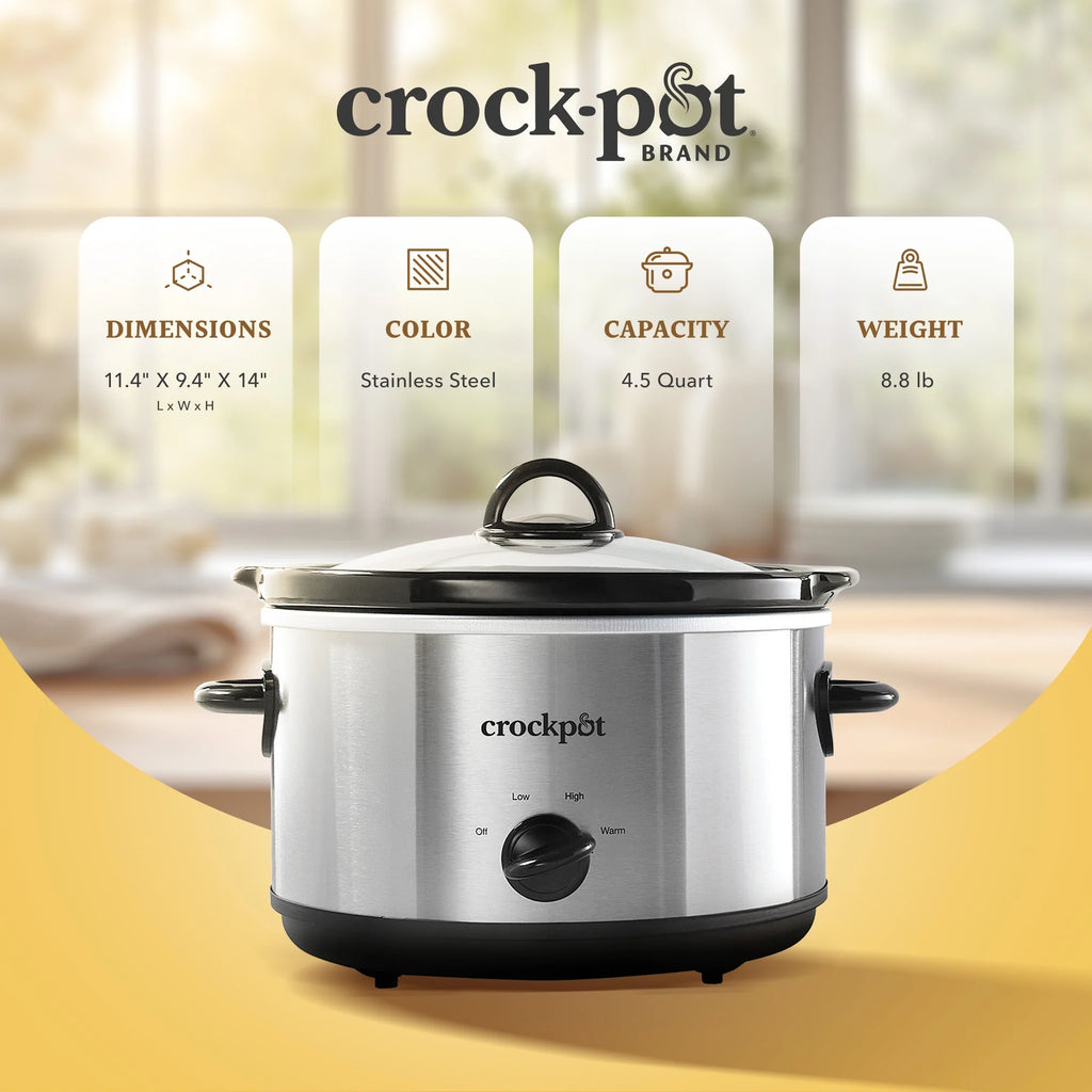 4.5 Quart Manual Slow Cooker Silver C2467