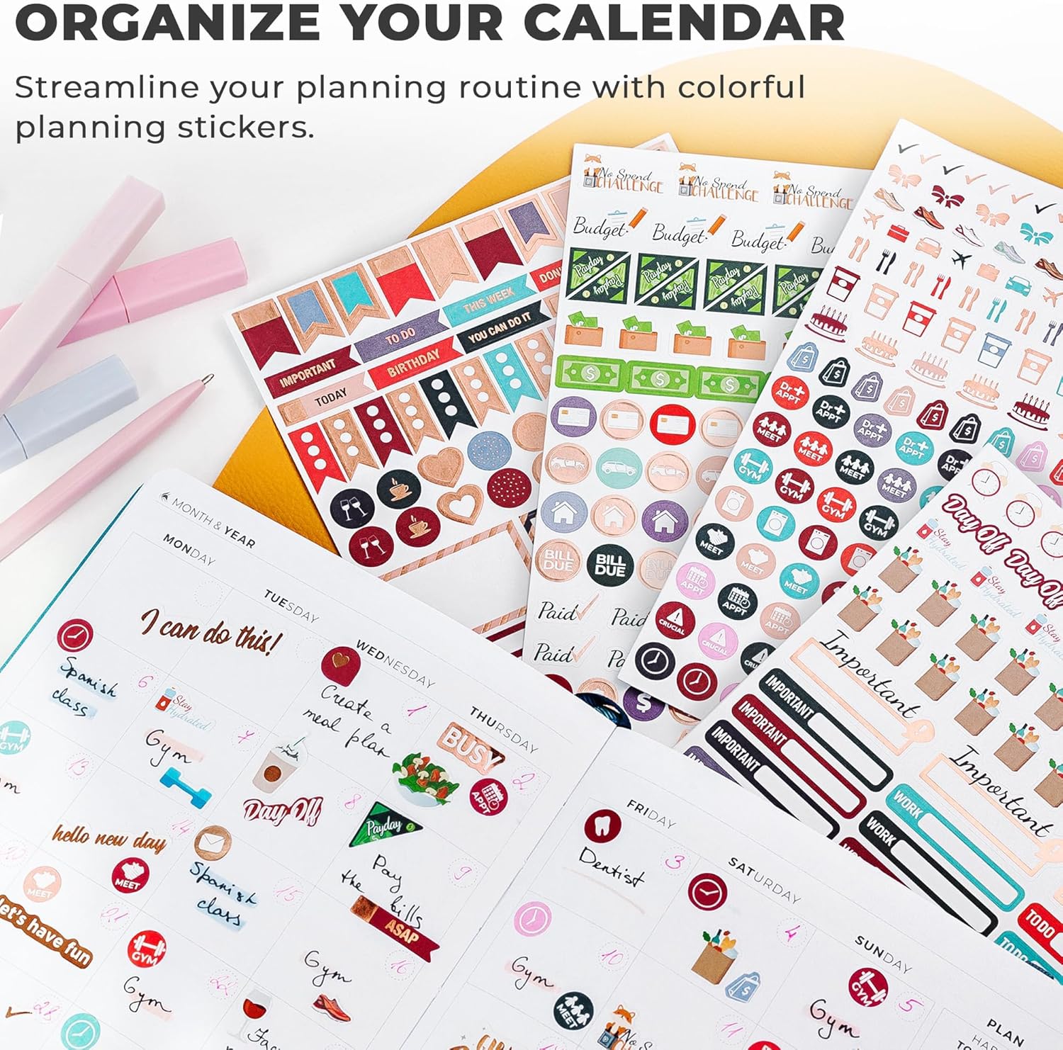 14 Sheets Set of 1360+ Planner Stickers N935