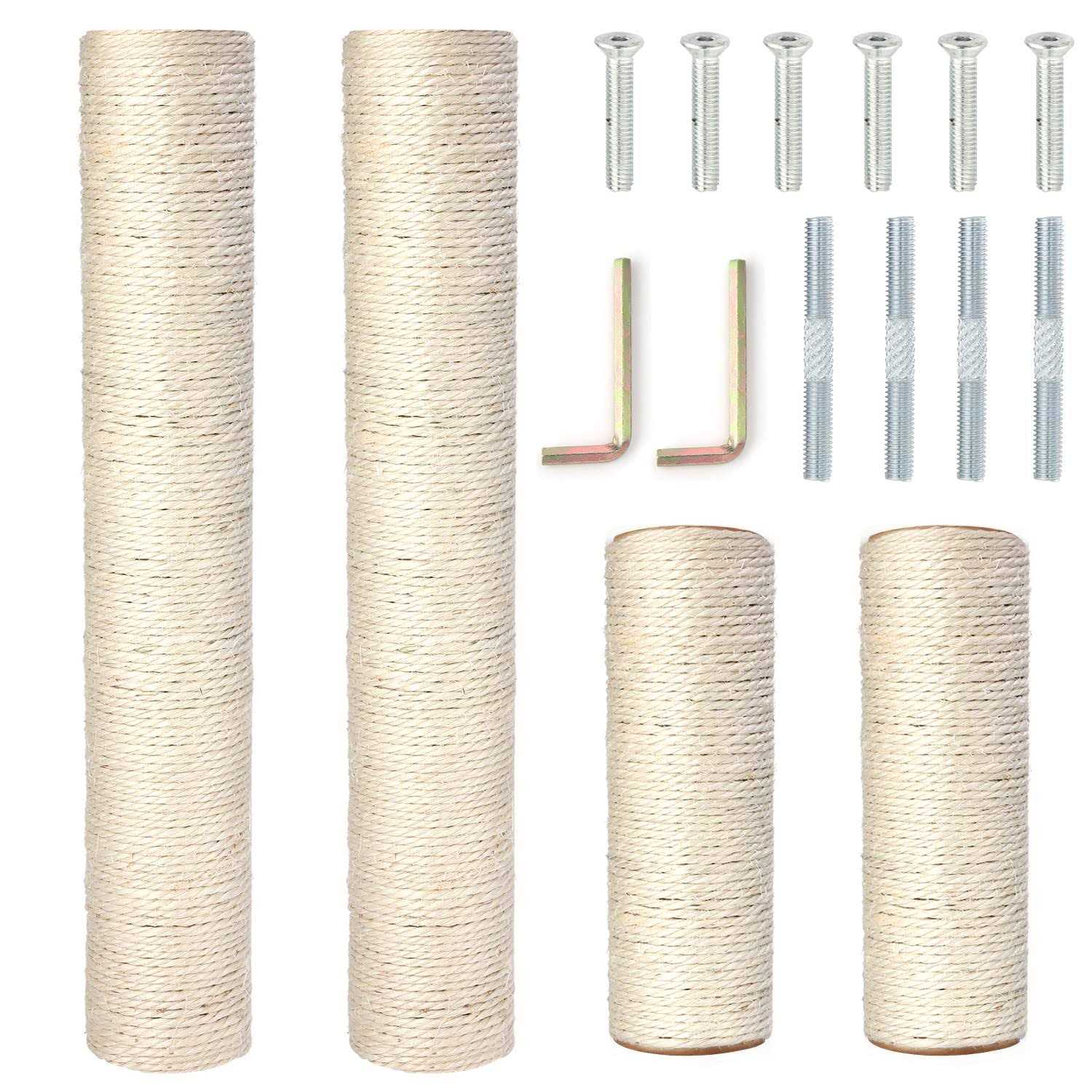 4 Pack Cat Scratching Post Replacement 15.7" 7.9 Natural Sisal Rope Scratcher Posts Refill N8816