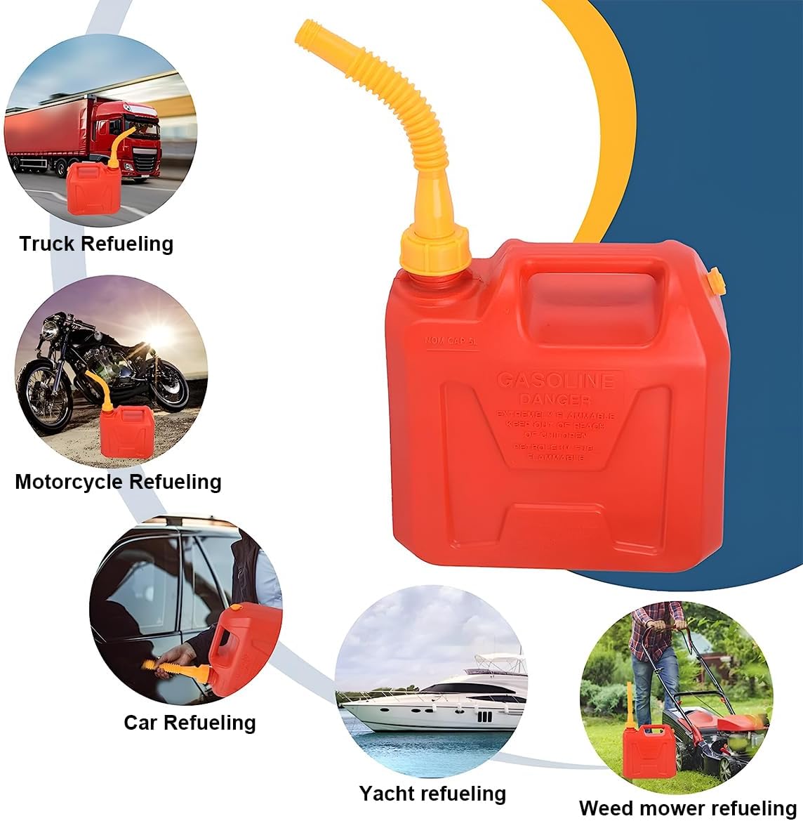 Gas Can Spout Replacement Kits, Flexible Gas Can Nozzle with Screw Collar Caps, Spout Sealing Cap, Rubber Gasket, Replacement Vent Caps B5810