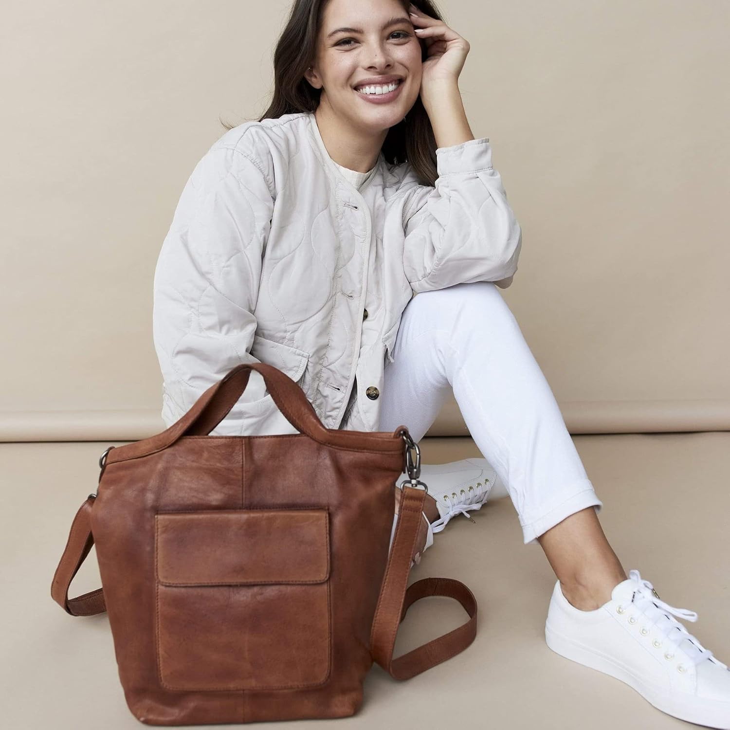 Cognac Leather Tote Bag L307994