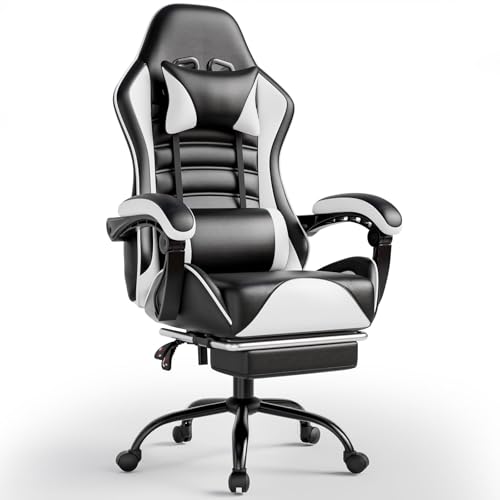 Blue PU Leather Ergonomic Gaming Chair with Footrest R2872