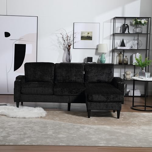Beige Convertible L Shaped Sectional Sofa with Storage Ottoman Y79279